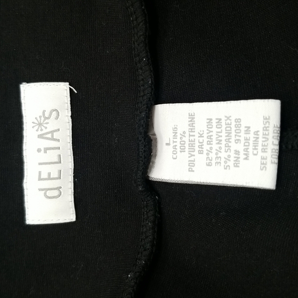 DELIA*S SZ Lg Pants Black Low Rise Black Pull On Ankle Pointe w/Faux Leather - Picture 5 of 7